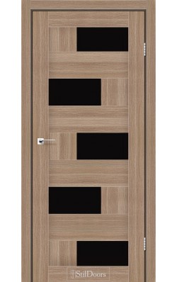 Дверне полотно NEPAL StilDoors Ольха классическая (800*2000) ПВХ, стекло черное
