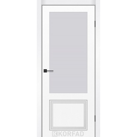 Дверне полотно Korfad Ex.  LORETTO GLASS 800 х 2000, Біла емаль, Скло сатин