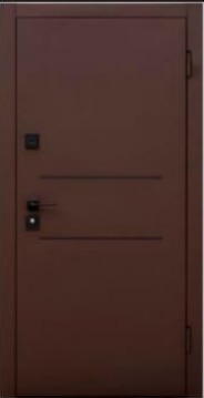 Двері вхідні Матовий цинк коричневий 8019 + молдинги/ Дуб немо сріблястий 850 х 2030ліва вулиця