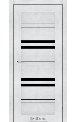 Дверне полотно SLOVENIA StilDoors Светлый бетон (800*2000) ПВХ, стекло черное (СК)