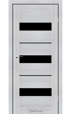 Дверне полотно MEXICO StilDoors Кремовое дерево (800*2000) ПВХ, стекло черное