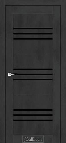 Дверне полотно BELLAVISTA 800 х 2000, Бетон Антрацит, Чорне скло