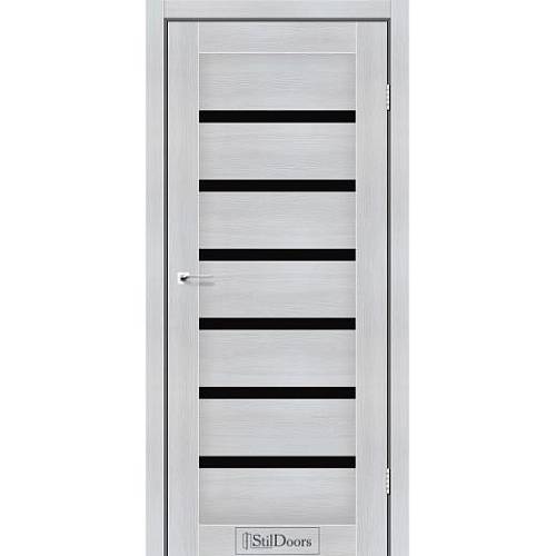 Дверне полотно FLORIDA StilDoors Белое дерево (800*2000) ПВХ, стекло черное