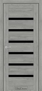 Дверне полотно FIORANO 800 х 2000, Дуб Платина, Чорне скло