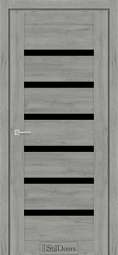 Дверне полотно FIORANO 800 х 2000, Дуб Платина, Чорне скло