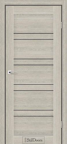 Дверне полотно Antalya DeLuxeПВХ Дуб Альба (800*2000) стекло черное