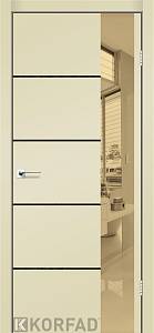 Двери Korfad GLP-05,торец алюминий,Super Pet магнолия,Зеркало бронза 800*2000