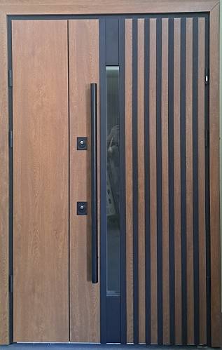 Двері входн Страж Proof ST Mottura PF1.5Rio-S-Loft дуб золотой/дуб полярный с кашированым.наличником ручка DND