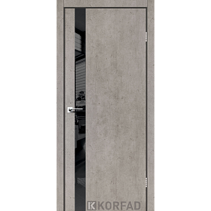 Двери Korfad GLP-02,торец алюминий,лайт бетон,Зеркало графит 800*2000