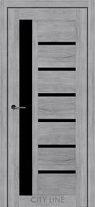 Дверне полотно KENNA City Line (600 х 2000, Бетон Сніжний, Чорне скло)