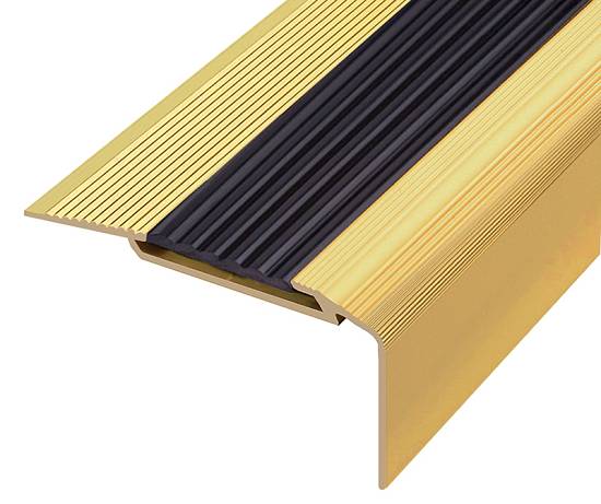 198-03 Порог Омис (54*33мм) для ступеней золото с резиновой вставкой (1800мм)