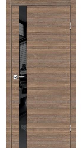 Дверь межкомнатная Leador Asti Glass(800*2000) Cерое дерево гориз. Lac.чорн алюм.кромка