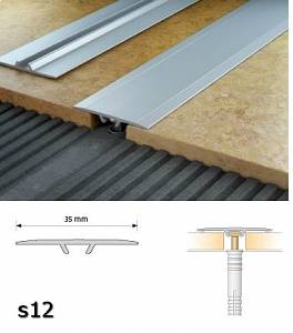 Порог Salag Stratus S12 (35*1820мм) 14 Сосна Белая анодированный соединительный плоский (10шт/уп)