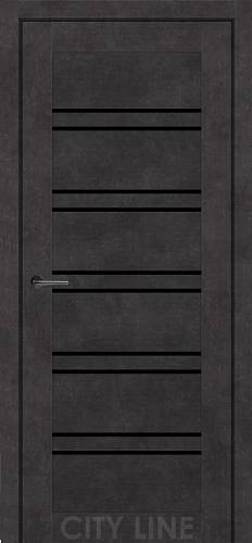 Дверне полотно TERENZA City Line Express онікс сірий/бетон чикаго скло чорне 800*2000
