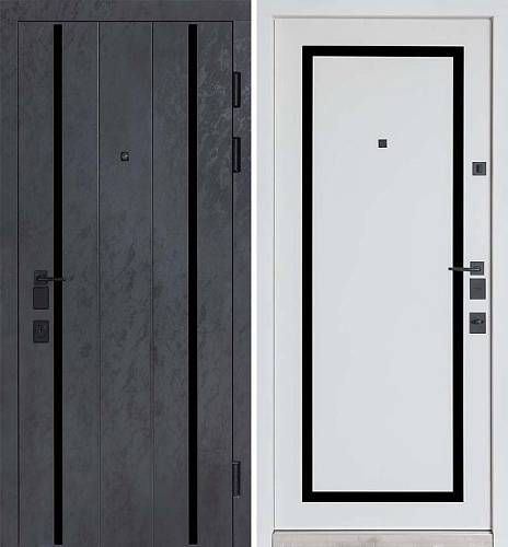 Двері Вхідні Булат Термо Олімп(квадро)Mottura мод.575/568 Оксид чорний/Білий матовий 950ліва СЧ