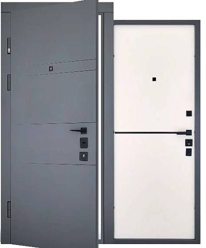 Двері вхідні. Abwehr (Grand) Moderna (493/497) 860/960х2050 (асфальт/білий мат)