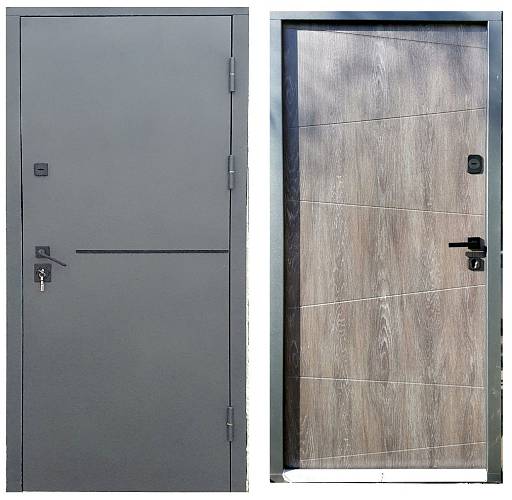 Двері вхідні Artiz Тип 4 Графит/Дуб шато 850мм праві Метал/МДФ