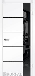 Двери Korfad GLP-05,кромка глянец черный,Super Pet аляска,Lacobel черный лак 800*2000