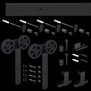 Комплект фурнітури для розсувних дверейMantion LOKI (перф.) до 1 дверей до 100 кг, ROC Design, чорний матовий