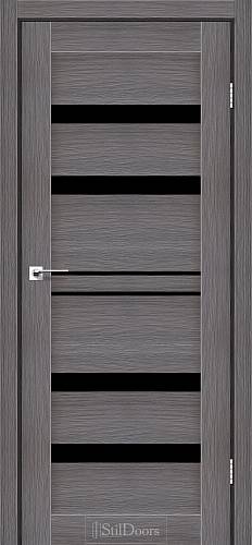 Дверне полотно CUBA StilDoors Дрим вуд (800*2000) ПВХ, скло черное