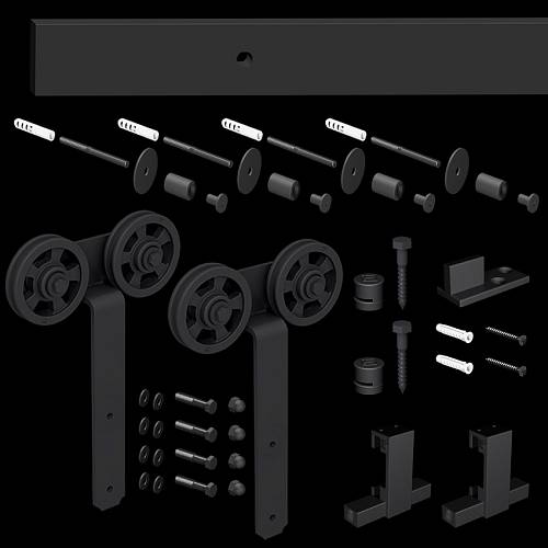 Комплект фурнітури для розсувних дверей Mantion LOKI (перфорована) до 1 дверей до 100 кг, ROC Design, чорний матовий