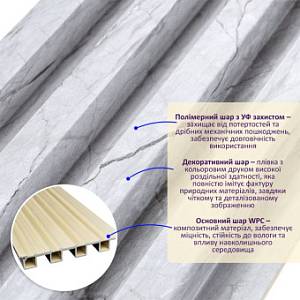 Рейка декоративная WPC стеновая мрамор 3000х160х23мм (D) SW-00001862