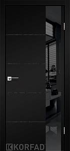 Двери Korfad GLP-05,кромка глянец черный,Super Pet черный,Lacobel черный лак 800*2000