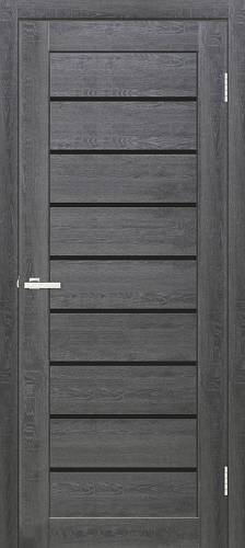 Дверь Doors Smart С018 дуб магма (800*2000) экошпон, черное стекло (Ск)