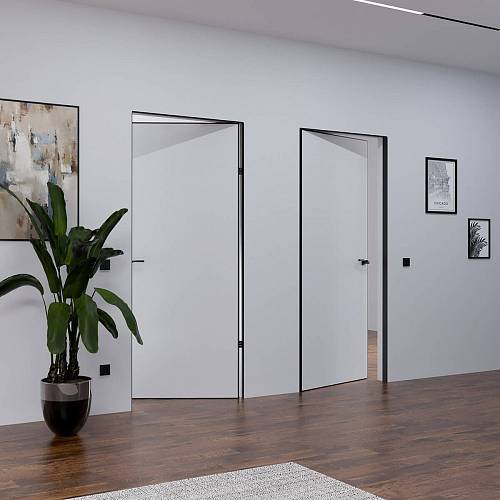 Двері прих монт відкINSIDE Торец алюм чорн+замок магн AGB+прих петлі Anselmi 2005*55*620*720*820