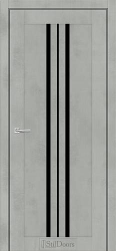 Дверне полотно ARMANO 700 х 2000, Бетон Тефра, Чорне скло