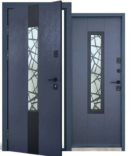 Двері вхідні. вулична Abwehr (Bionica 2) Olimpia Glass(LP-3) 860/960х2050 ( Антрацит/Біла) терморозрив