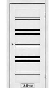 Дверне полотно SLOVENIA StilDoors Белое дерево (800*2000) ПВХ, стекло черное (СК)