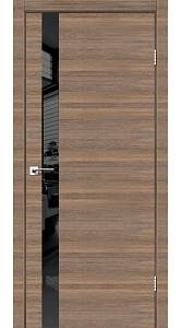 Дверь межкомнатная Leador Asti Glass(800*2000) Cерое дерево горизонт Lacоbel чорное стекло /Монблан горизонт (Витрина)