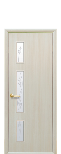 Дверне полотно Новий стиль Герда дуб жемчужный (600*2000) экошпон стекло с рис. Р3