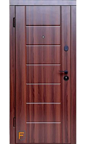 Двері вхідні Форт Нокс Сити Орех шоколад/біла структура 850 х 2030права квартира