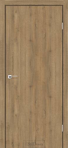 Дверне полотно LOFT StilDoors Дуб Крафт (800*2000) ПВХ, глухое торец чорний матовий