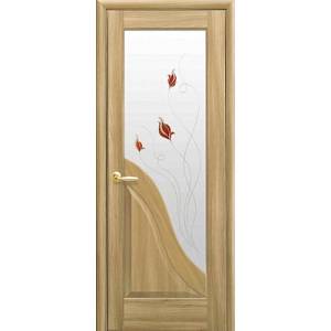 Дверне полотно Новий стиль Амата зол. дуб (600*2000) ПВХ De Luxe стекло с рис. Р1