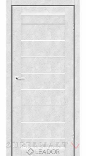 Дверь межкомнатная Leador Neapol бетон белый  (600*2000) sincrolam, стекло сатин белый