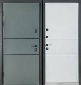 Двері Вхідні Булат Сottage мод.703/ 237 Metalic grey/ Білий Атласний  (вулиця) 850ліва СЧ