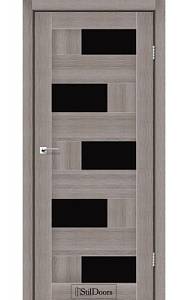 Дверне полотно NEPAL StilDoors Трюфель (800*2000) ПВХ, стекло черное