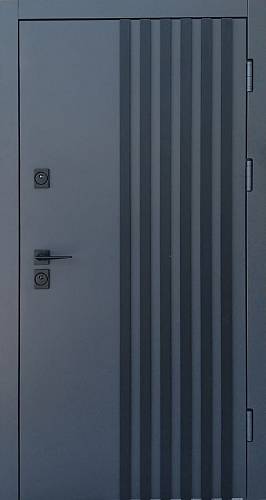 Двері вхідна Форт Нокс Троя Стріт Матовий сірий7024+3Dтруби/шифер сірий 950х2030права вулиця