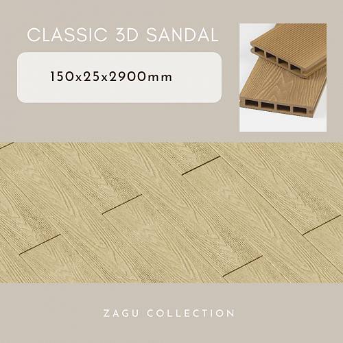 Террасная доска Zagu Classic 3D Сандал 150х25х2900мм