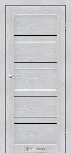 Дверне полотно ANTALYA 600 х 2000, Кремове Дерево, Чорне скло