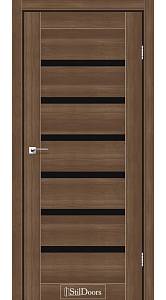 Дверне полотно FLORIDA StilDoors Орех золотой (800*2000) ПВХ, стекло черное