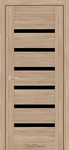 Дверне полотно FIORANO 800 х 2000, Дуб Платина, Чорне скло