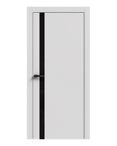 Дверь Терминус LIGHT ПК-02 (800*2000мм) Білий мат ПП  глуха, чорний торець вставка чорне скло
