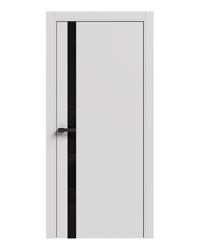 Дверь Терминус LIGHT ПК-02 (800*2000мм) Білий мат ПП  глуха, чорний торець вставка чорне скло