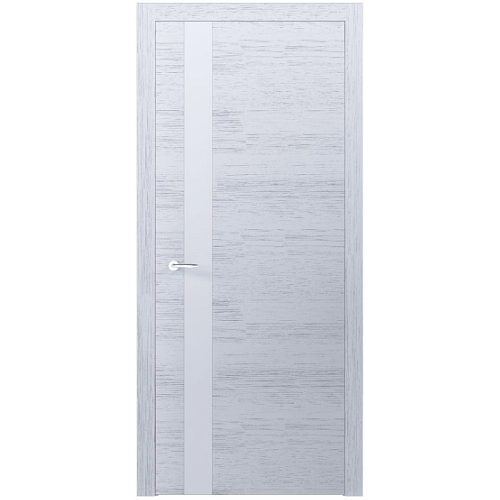 Двері Родос Berta V шпон дуб білий (800 * 2000) скло білий глянець