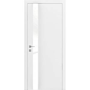 Дверь Родос Berta V белая матовая (800*2000) окрашенная, стекло белый глянец