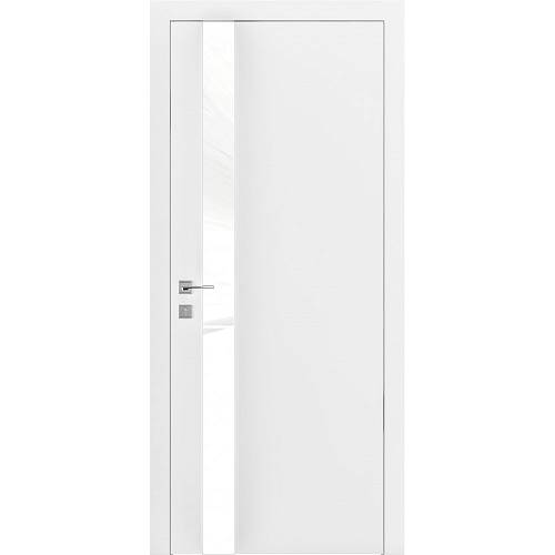 Дверь Родос Berta V белая матовая (800*2000) окрашенная, стекло белый глянец